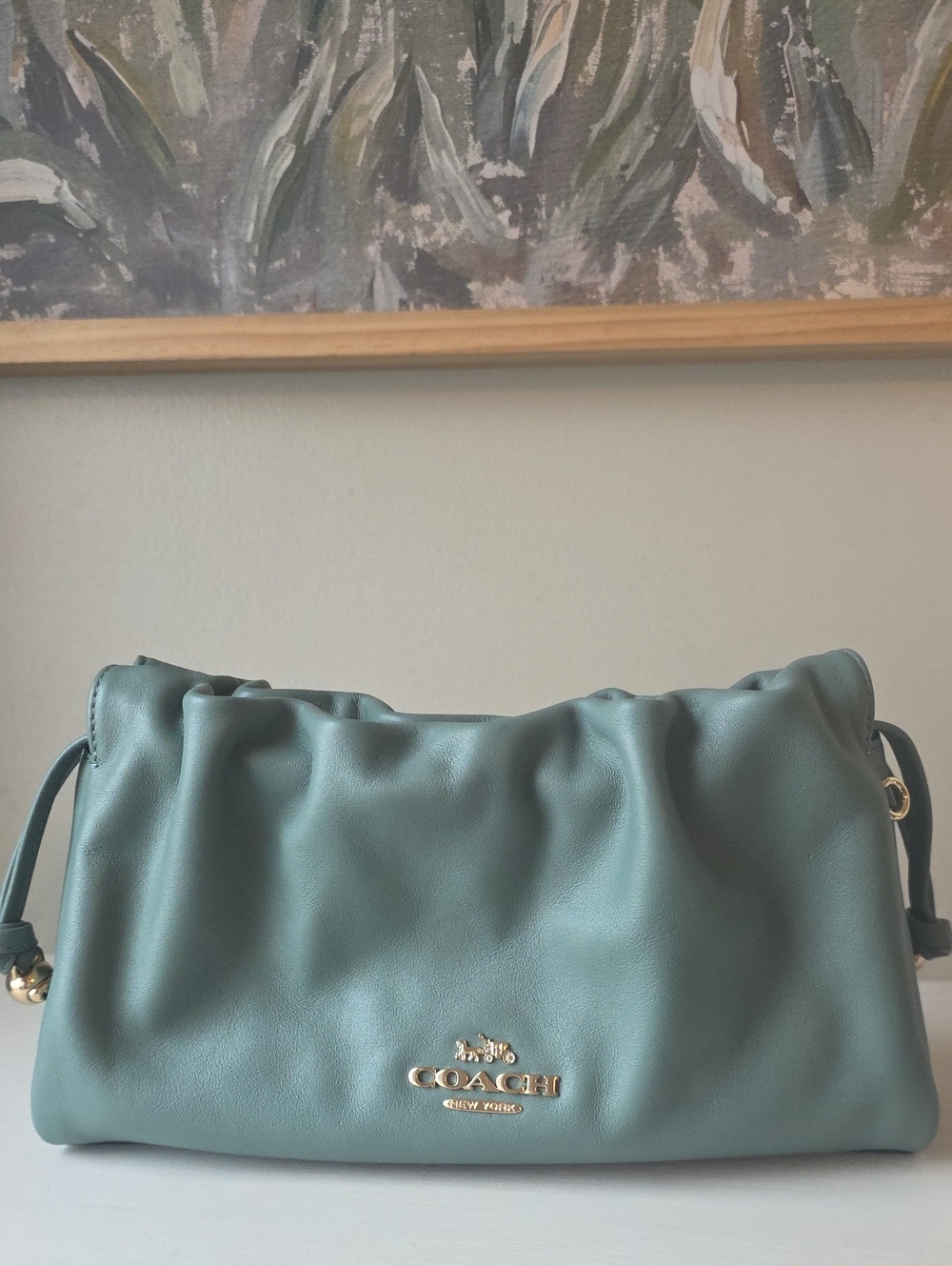Coach Faye Shoulder Bag | Sage Green Pebbled Leather | Like New